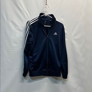 Adidas Navy Blue Track Jacket Full Zip 3 Stripe Athletic Jacket Small